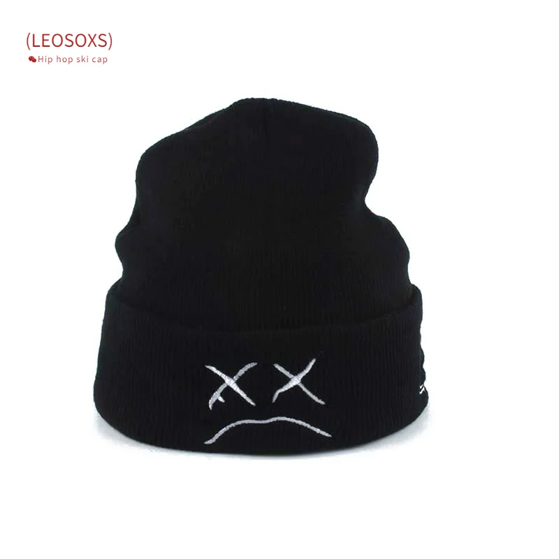 

(LEOSOXS) 2021 White Black Beanie Embroidery Love Men Women Autumn Winter Knitted Hat Skullies Warm Hip Hop Ski Cap