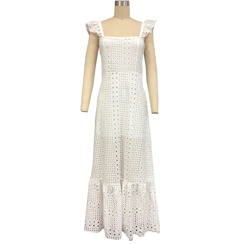 Женское винтажное платье из хлопка на тонких бретельках с вышивкой|Женские