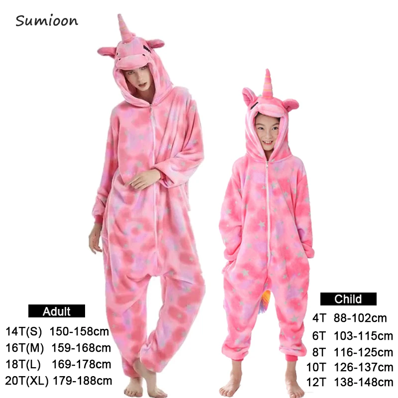 Одежда для мальчиков и девочек Kigurumi пижамы устанавливает панда Единорог женщин