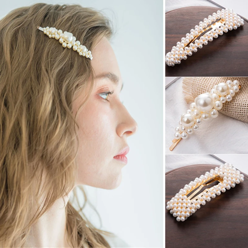 

Заколка для волос женская, с жемчугом и кристаллами