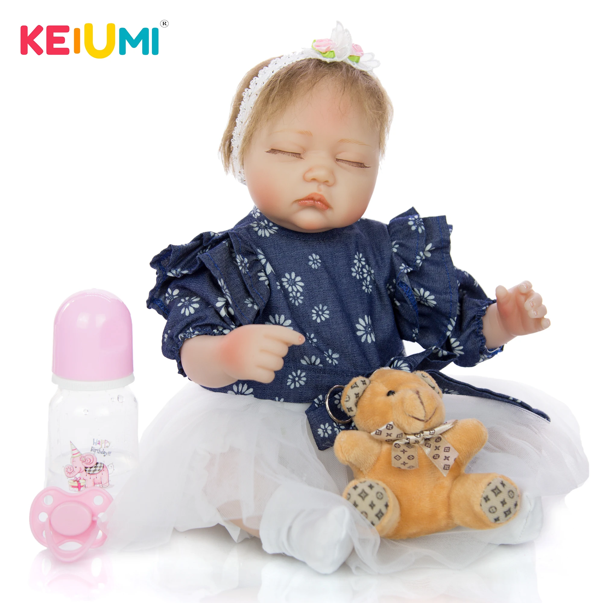 

KEIUMI Special 17 Inch Soft Silicone Reborn Boneca Menina Close Eyes Princess Reborn Baby Dolls Toy For Kids Bedtime Playtmate