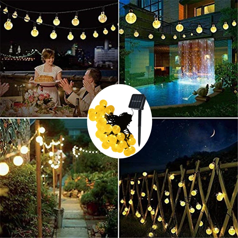 

Солнечный светодиодный светильник напольный хрустальный шар Глобус светильник строка Водонепроницаемый Фея светильник s гирлянда для сад...