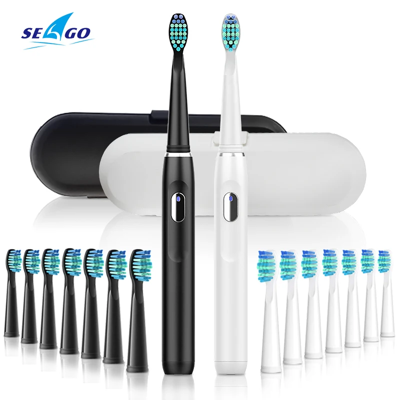 SEAGO Electric Toothbrush Sonic Rechargeable for Adult with Timer Care t USB Charging Teeth Whitening with 4 Modes 551 3pcs head