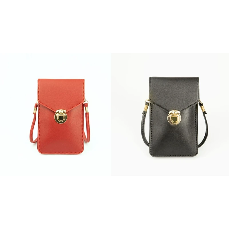 

Women's Mobile Phone Bag - Pressable PU Leather Change Bag Mini Messenger Purse