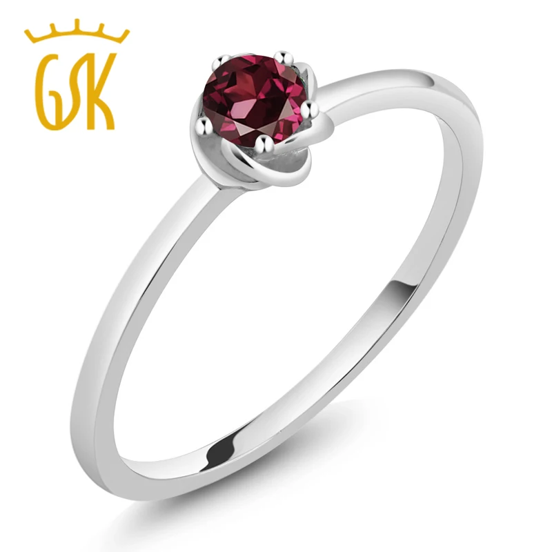 0 22 Ct Круглый красный родолит гранат 10K белое золото кольцо|ring ring|ring engagementrhodolite ring |
