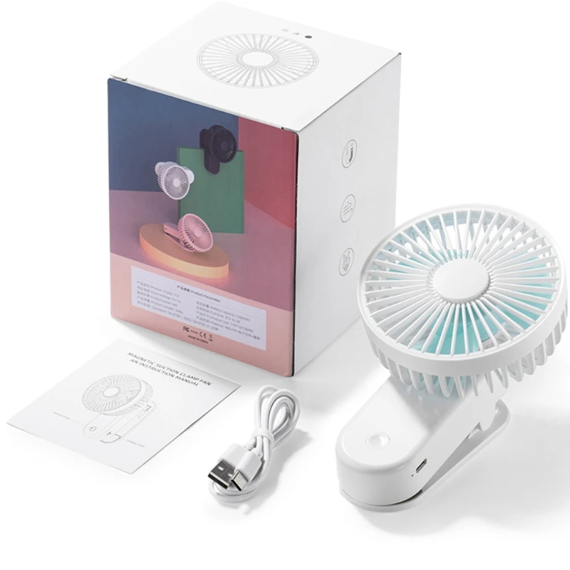

Magnetic Clip Fan Portable Handheld Battery Operated Personal Fan Rechargeable and Small Size for Desk Top Car Seat Cart