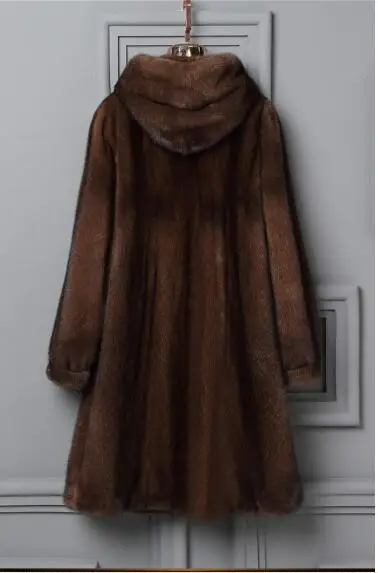 Женское меховое пальто с капюшоном длинная норковая шуба из искусственного меха