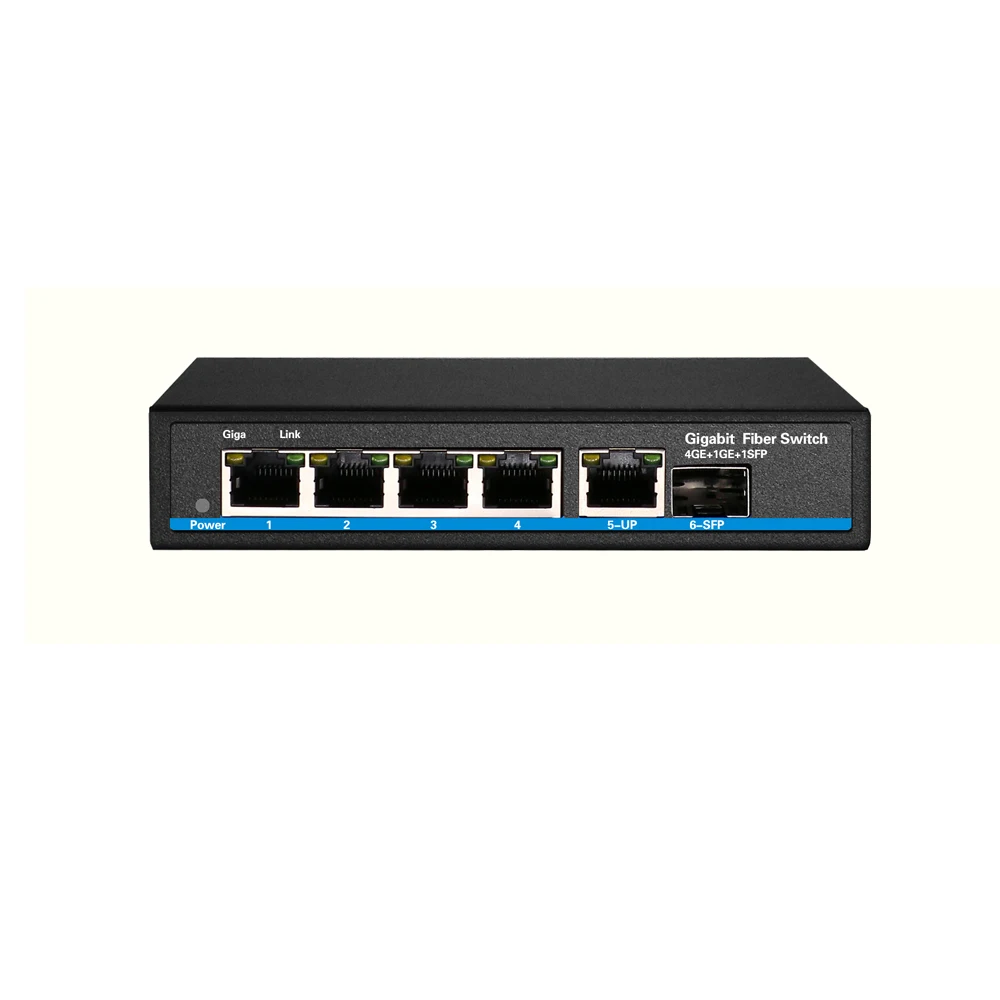 1SFP + 5GE 5 портовый волоконный коммутатор медиа конвертер 5*10/100/1000 Мбит/с 1*1000 м SFP