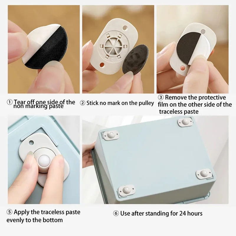 4Pcs Self Adhesive Casters For Storage Box Portable Universal Wheel Rollers Furniture Bottom Mobile Noiseless Pulley | Обустройство