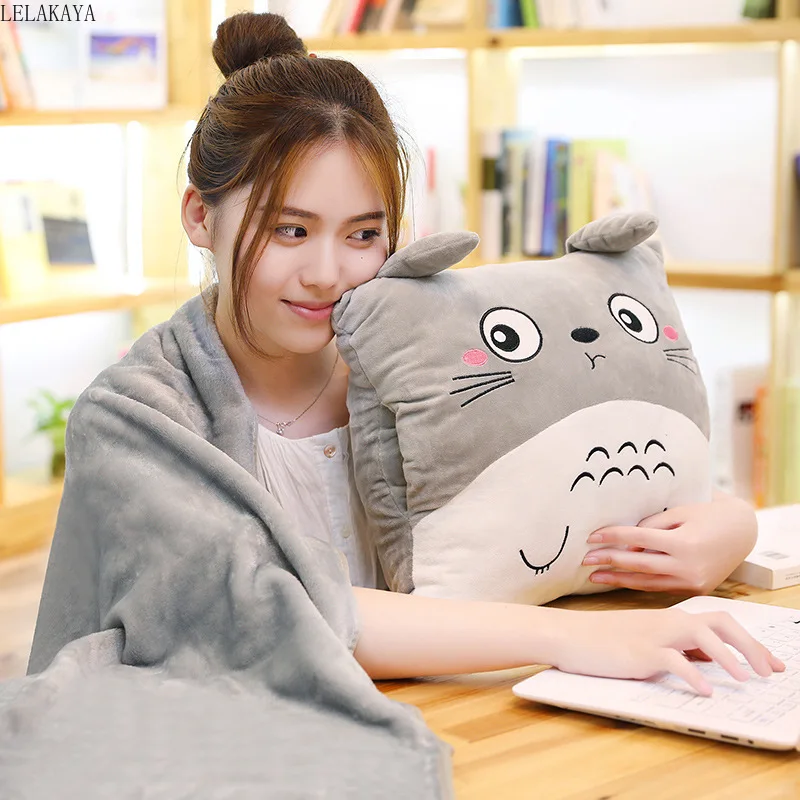 

3 In 1 Office Nap baby Sleep warm Quilt Pillow Air Conditioning Blanket cute Totoro no face man soft Plush Cushion pillow toys