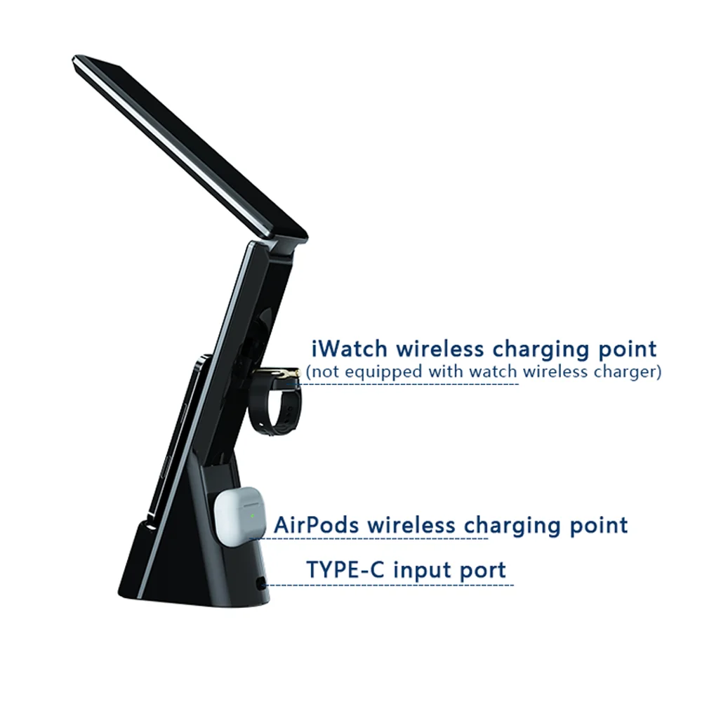 5 in 1 wireless charger alarm clock table lamp stand for iphone 12 11 pro max 15w fast charging station for apple watch airpods free global shipping