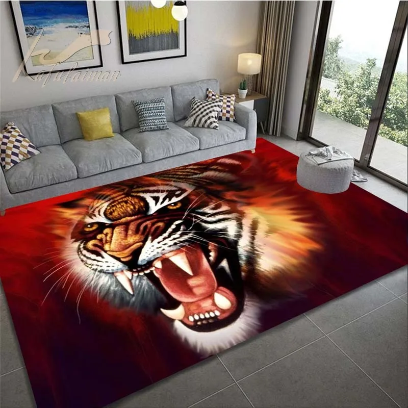 

Коврик в скандинавском стиле черный с тигром для украшения гостиной 3D коврик для пола в виде диких животных в прихожей мягкий коврик для спа...