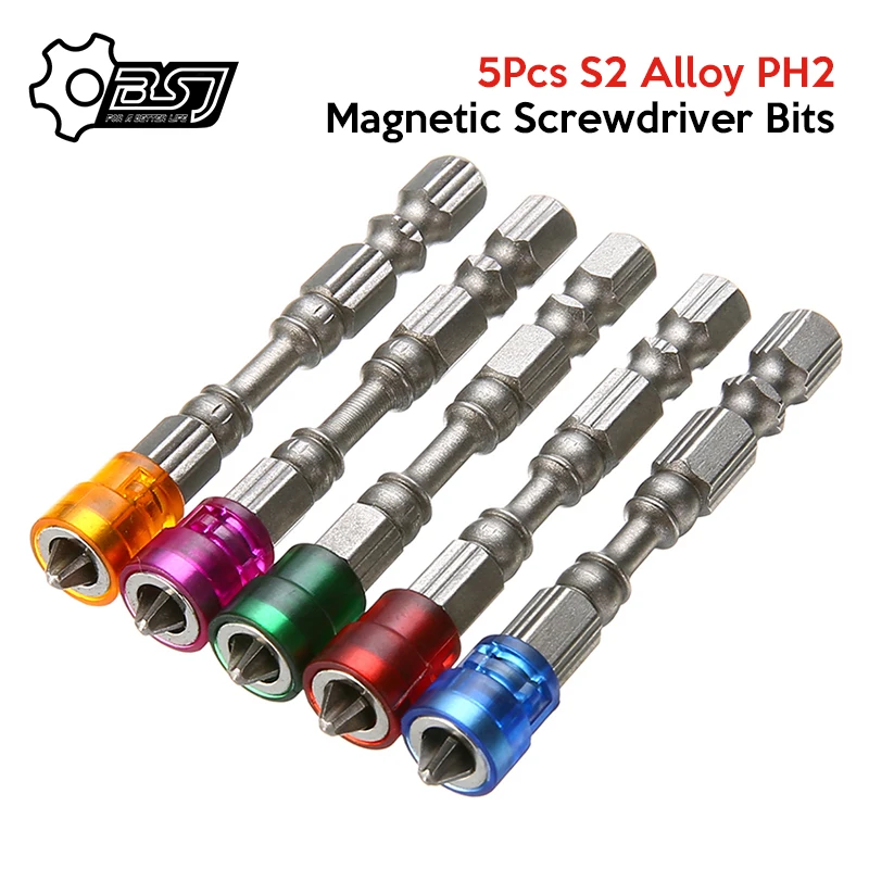 5 шт. S2 сплав PH2 Phillips Одна Головка Магнитная отвертка Биты анти скольжение 1/4 дюйма
