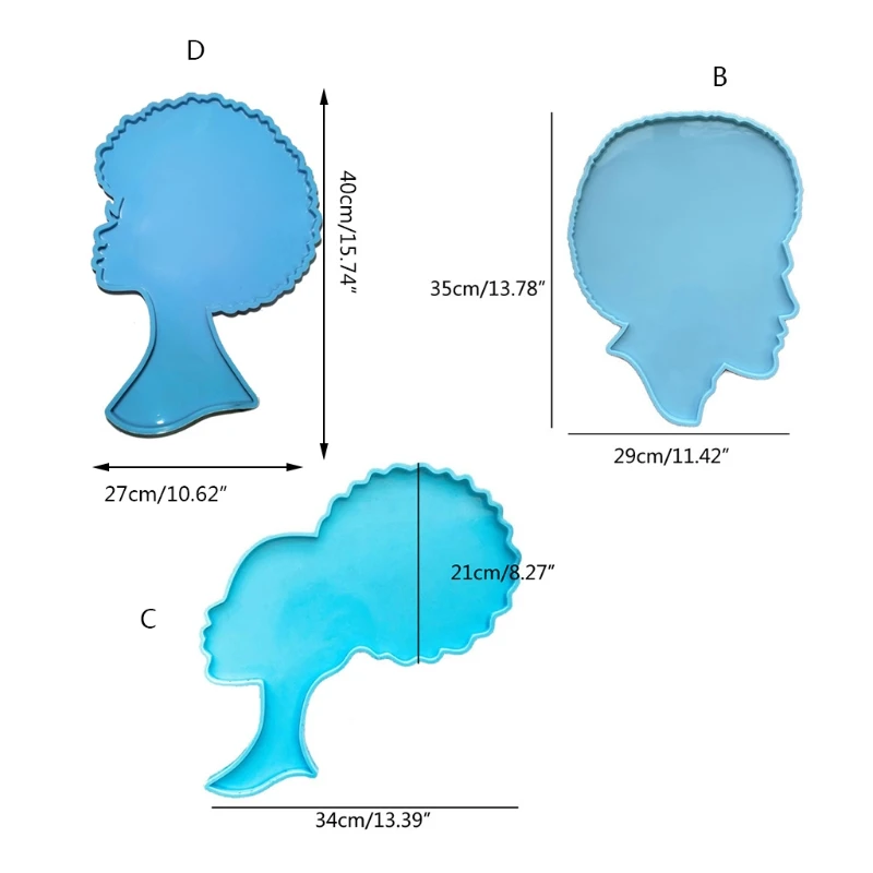 

Large Female Male Head Resin Mold Silicone Coaster Mold African Human Tray Mold
