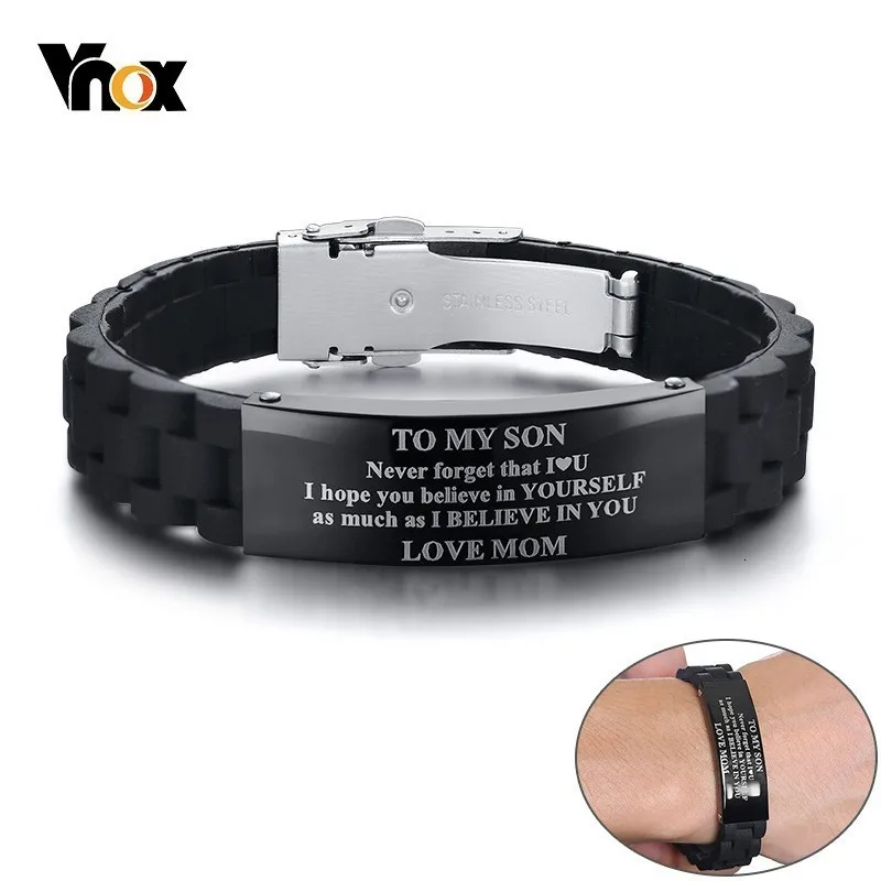 Браслет Vnox для моего сына смелость это не отсутствие браслет с надписью Love Mom DAD
