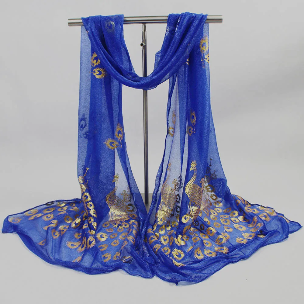 Женский шарф шали женские разноцветные Bufandas цветочный с павлином длинная мягкая