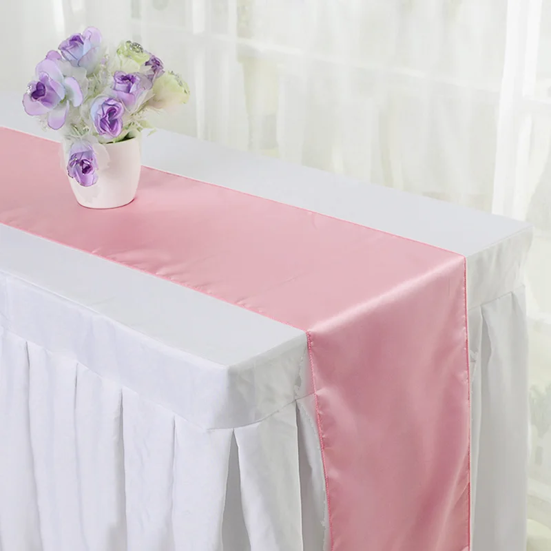 

Атласная шелковая настольная дорожка, Элегантная настольная дорожка, украшение для свадебной вечеринки, светло-розовый DNJ998