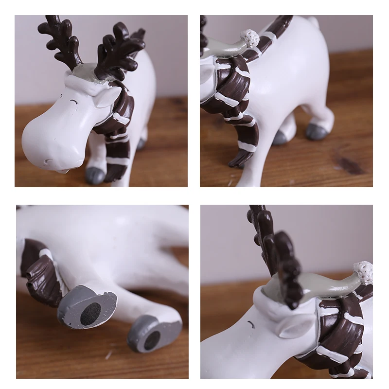 

Cute Cartoon Reindeer Figurine Resin Home Room Decor Deer Doll Fairy Garden Accessories Snow Landscape Model Ornaments Kids Gift