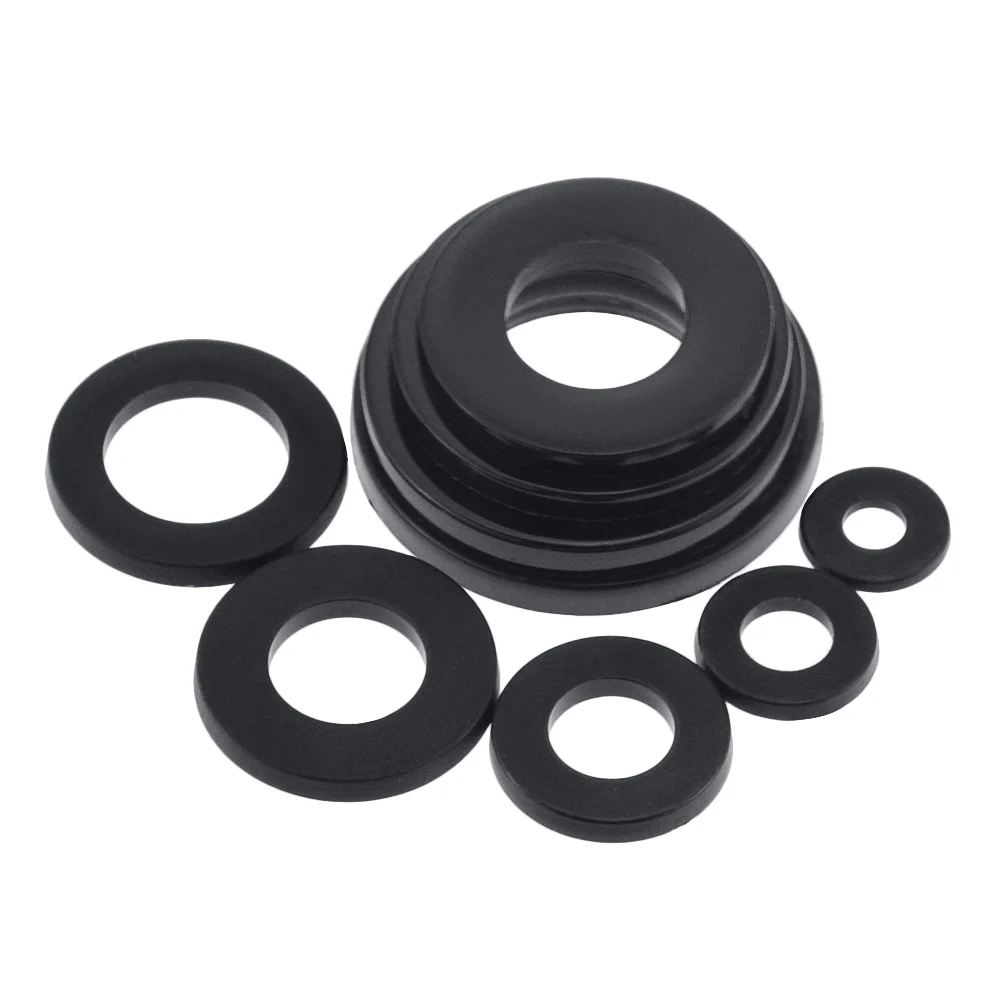 

50 шт. M2 M2 M2 M2, 5 M3 M4 M5 M6 M8 M10 M12, черная пластиковая нейлоновая шайба с покрытием, плоская прокладка, шайба, прокладка для винтового болта M2x5x1