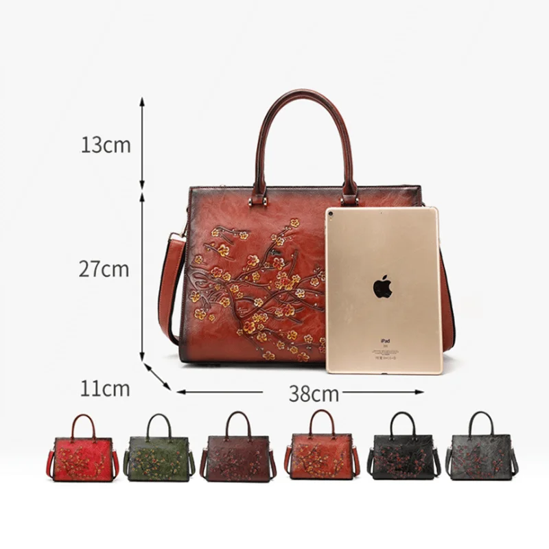 motaora vintage embossed women shoulder bag leather top handle bags ladies large capacity messenger bags floral female tote bag free global shipping