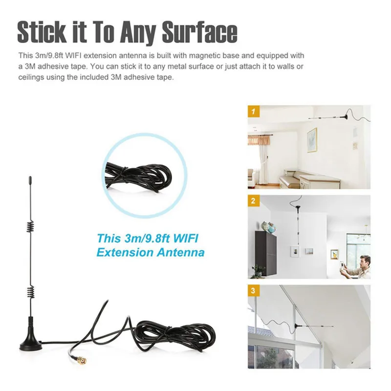 Wi Fi удлинитель для беспроводной камеры видеонаблюдения антенна на присоске 3