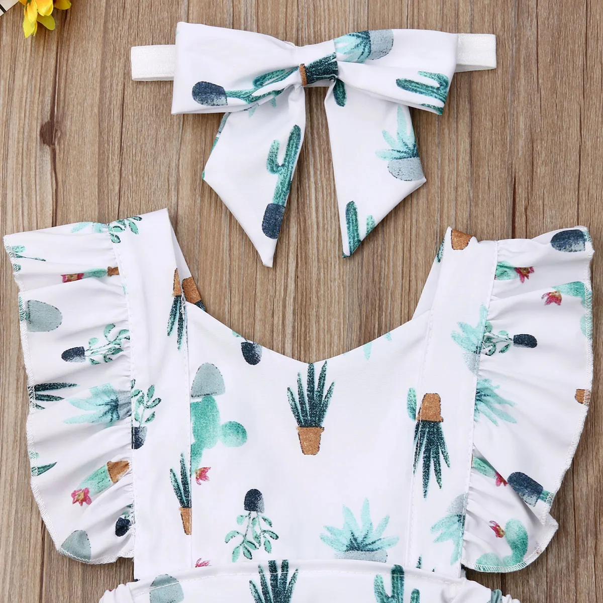 Одежда для новорожденных 2 шт. комплект кактус слинг альпинист + бант повязка на