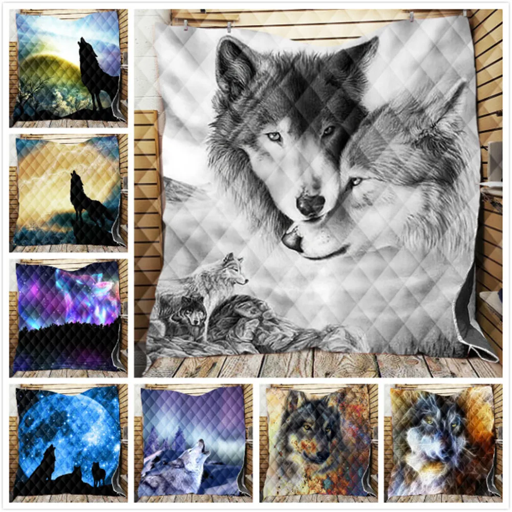 

Personalized Wolf Thick Blanket for Beds Thick Soft Coral Fleece Home Bed Blanket Fantasy Winter Warm Throw Blankets