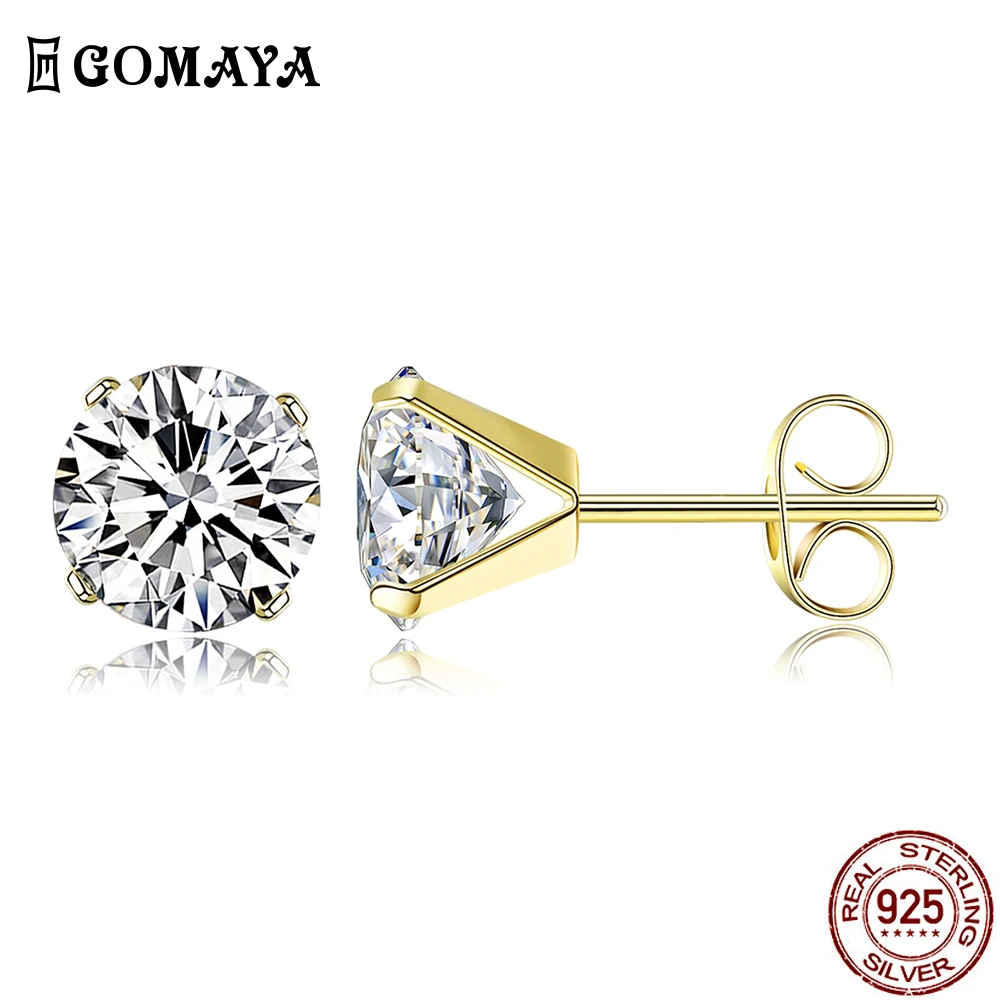 

GOMAYA 6MM Round Shaped Stud Earrings For Women Cubic Zirconia Small Earring Valentines Day Gifts Fashion Jewelry Best Selling