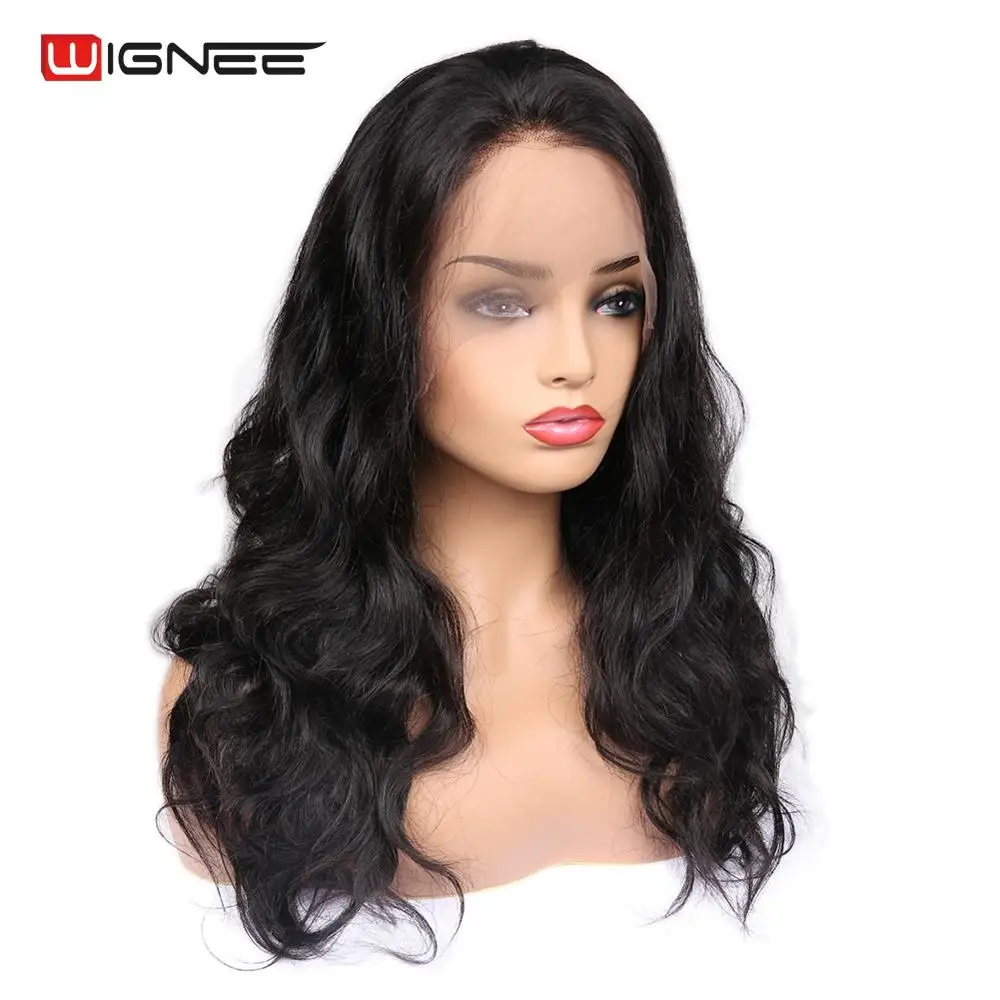 Парики из натуральных волос на кружеве Wignee для черных женщин бразильские волосы
