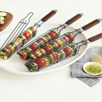 portable diy bbq grilling basket stainless steel nonstick barbecue grill basket tools mesh kitchen tools accessories