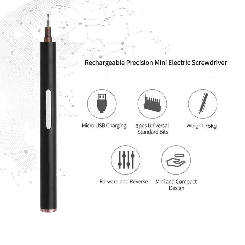cordless mini electric screwdriver precision phones laptop watch power tool repair chargeable li ion battery screwdriver 8 bits free global shipping