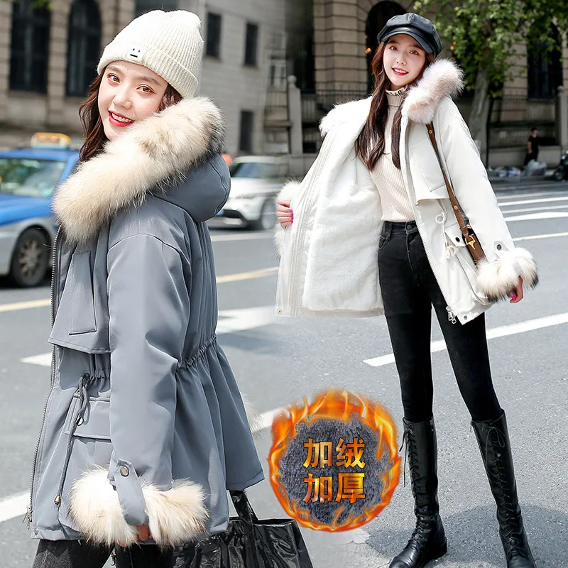 

Parker Cotton Coat Women Mid-length 2020 Women's Winter Korean Casual Loose Plus Velvet Padded Coat Female Outwear Invierno Q185