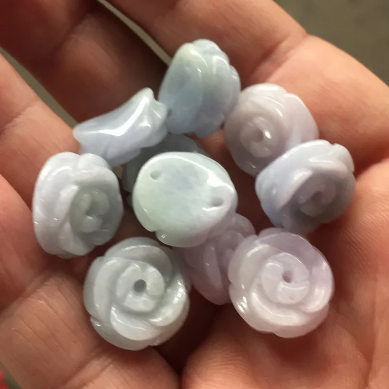 2 шт. круглые бусины натуральный сиреневый свет зеленый тип А ядеитовый нефрит