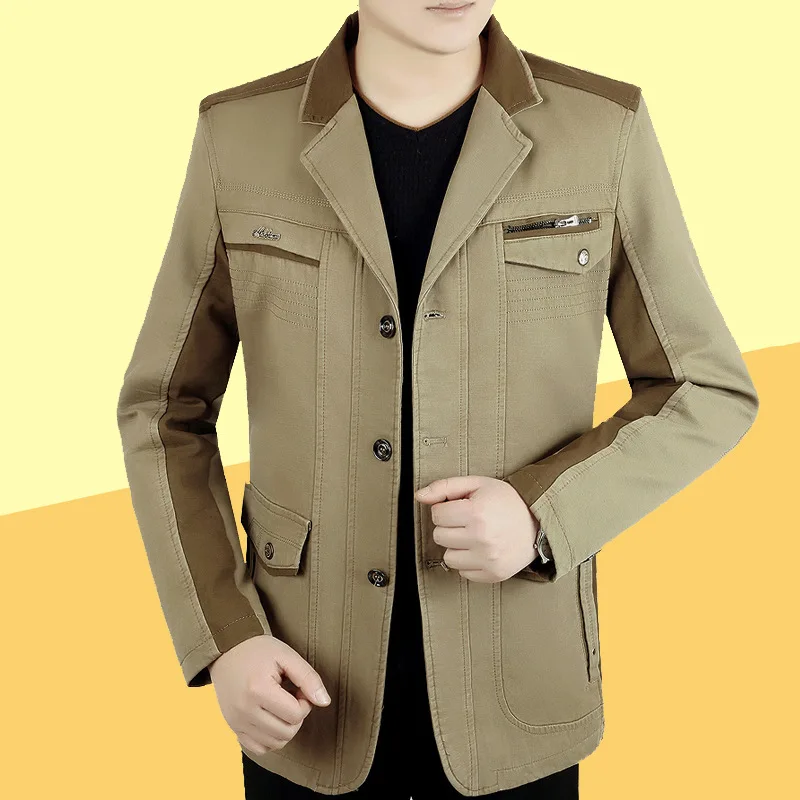 

Jacket Casual Men Thin Mens Jackets 2020 Autumn Jacket Stand Collar Middle Age Slim Jaqueta Masculina Plus Size s s