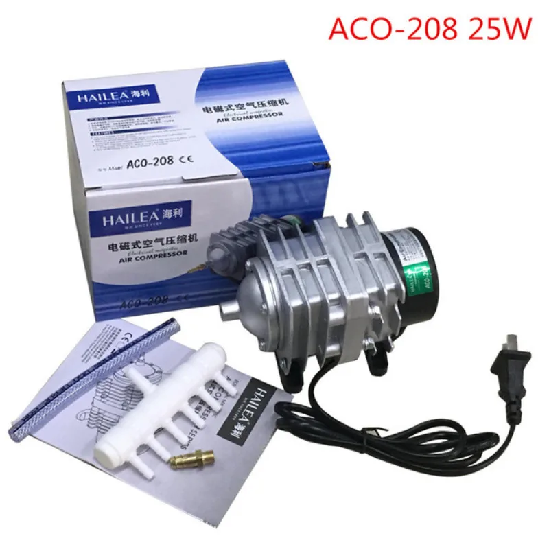 Compressor de ar Tanque de Peixes Bomba de ar Hailea Eletromagnético Portátil Bolha Aquário Lagoa Aerador Aco-208 Koi