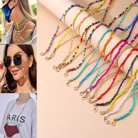 new adjustable bead mask chain necklace for women colorful glass bead glasses neck chain accessories necklace srap gift