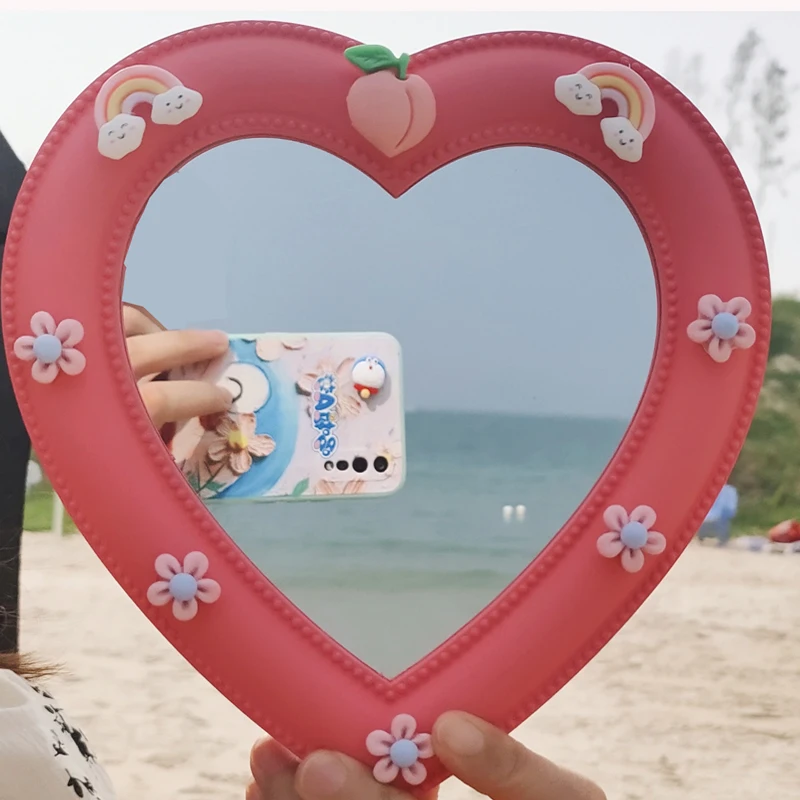 

Room Decoration Love Mirror Desktop Vanity Mirror Wall-Mounted Dual-Use Makeup Mirror Girl Home Decorative Heart-Shaped Mirror