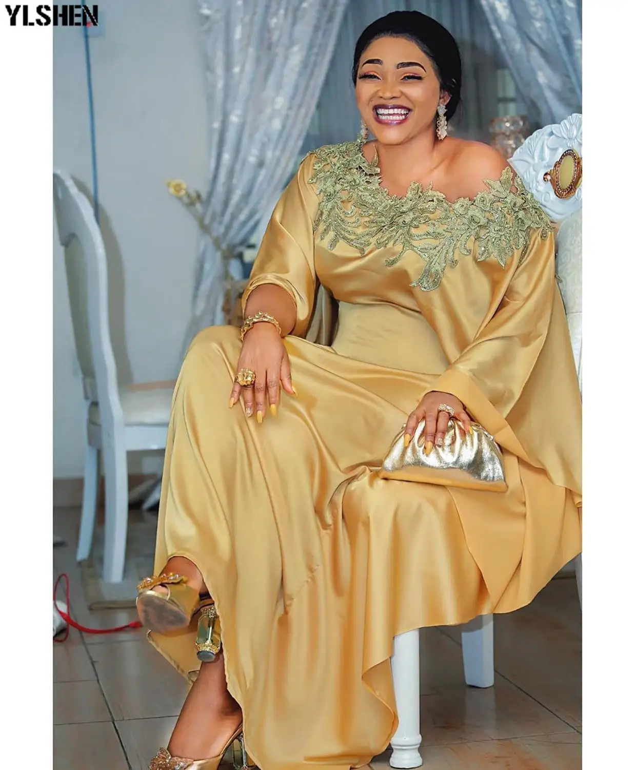 Африканские платья для женщин большого размера традиционное атласное платье