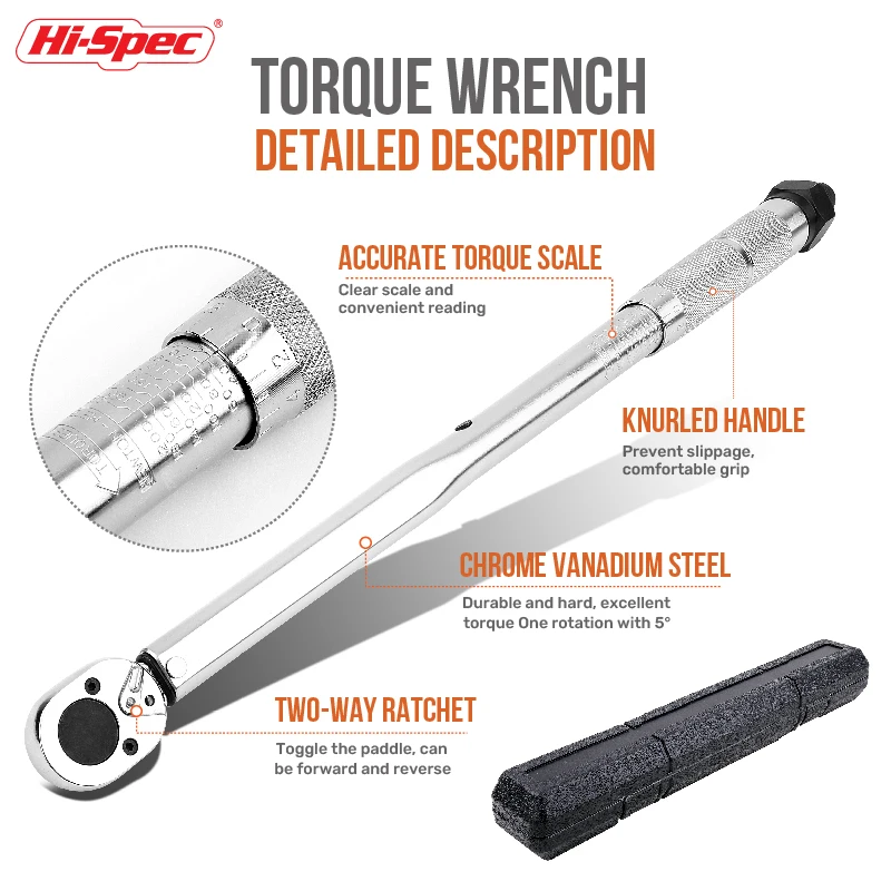 1/2 inch Torque Preset Torque Square Drive High-accuracy Wrench Car Bike Ratchet Repair Tools Adjustment Spanner Torque Key