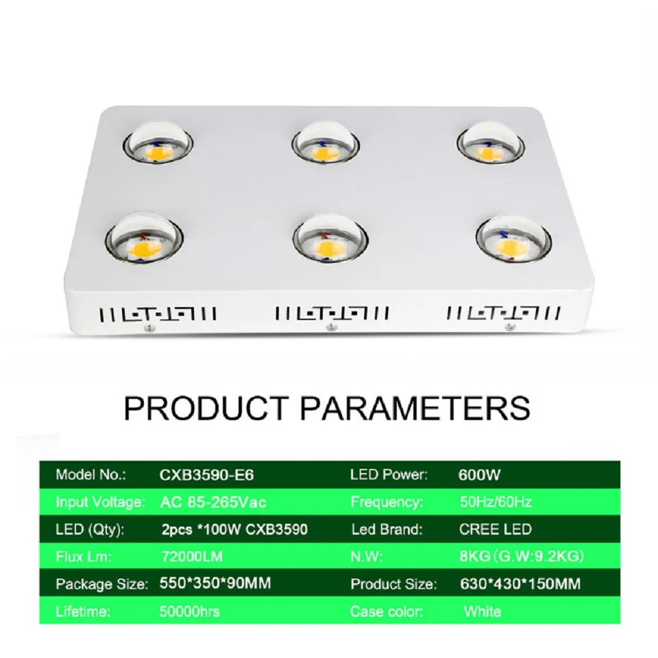 600W Dimmable CREE CXB3590 LED Grow Lamp Full Spectrum Hydroponics Replace HPS 1000W Growing Indoor Plant Growth Lighting |