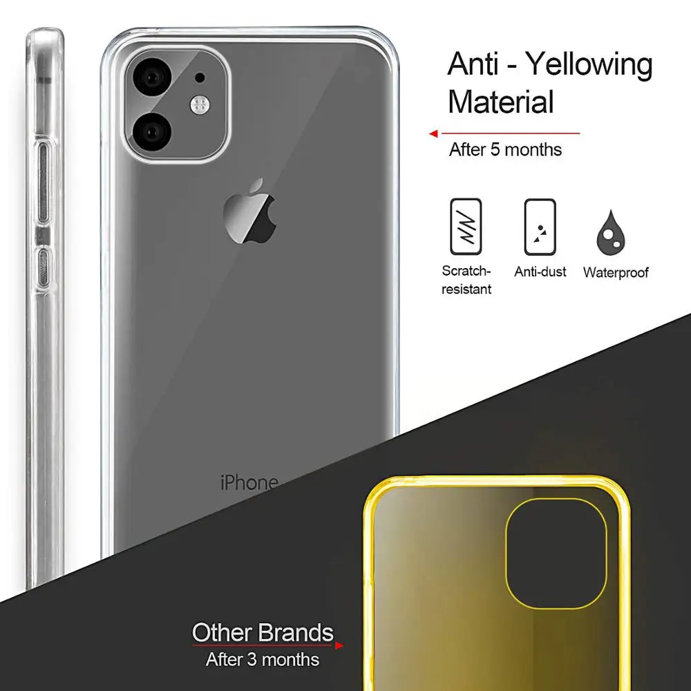 Прозрачный чехол с полным покрытием 360 градусов для iPhone 11 Pro Max 8 7 6 6s Plus прозрачный