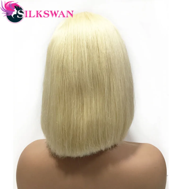 Silkswan волосы 13*4 бразильские человеческие волосы remy#613 блонд парик фронта шнурка предварительно сорванный боб парик с взрыва и поддельные головы боб парики 130