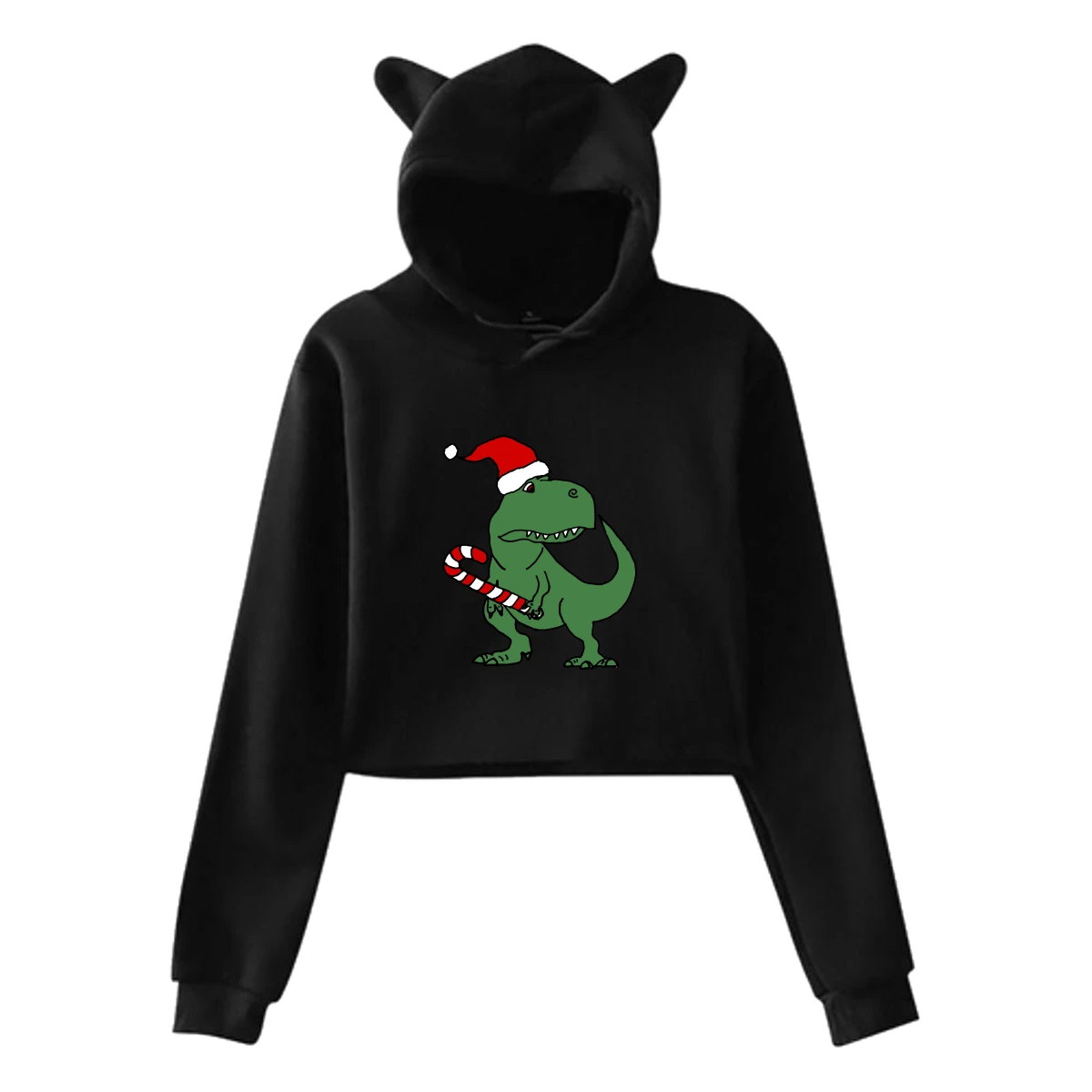 

Dabbing Dinosaur T-Rex Womens Casual Cool Classic Logo Cat Ear For Girls Fashion Long Sleeve Cotton Hoodies for Teens