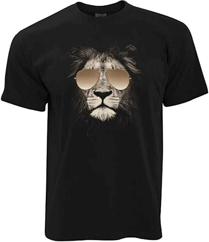 

Summer Handsome Men's Eyes Lion Head Pattern Print Street Wear Fashion Short-sleeved Cotton Top Men's Casual Oversized T-shirt