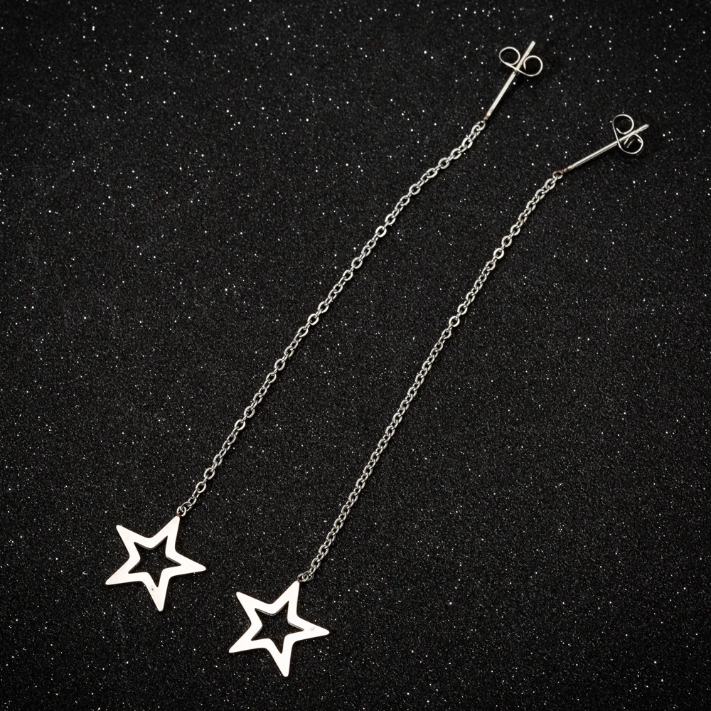 Женские серьги с шестигранной подвеской FENGLI Длинные круглые из нержавеющей