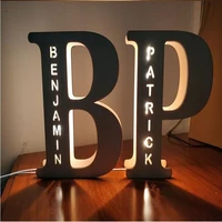 wooden usb led night light 24 letter personality atmosphere lamp customized set up decorative lamp for couple baby room bedroom