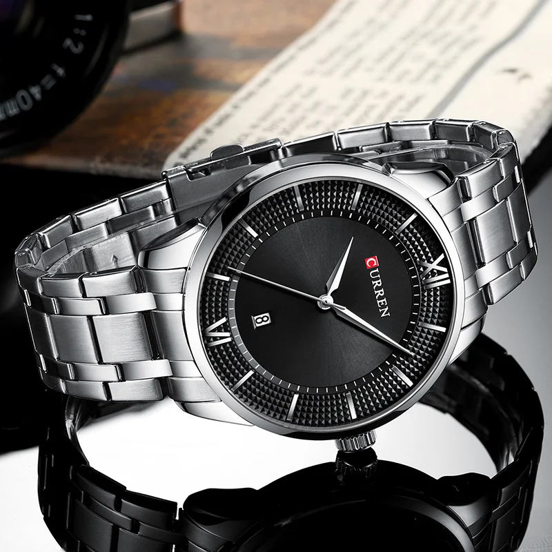 Часы для мужчин Curren Ультра тонкий дизайн Необычные кварцевые часы мужские