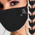 Женская многоразовая дышащая модная Ветрозащитная маска с надписью Стразы, маска с узором, моющаяся Пылезащитная хлопковая маска