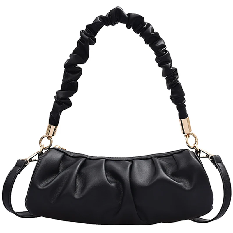 

Pleated Elegant Female Armpit bag 2021 New High quality Soft PU Leather Women's Designer Handbag Travel Shoulder Messenger Bag