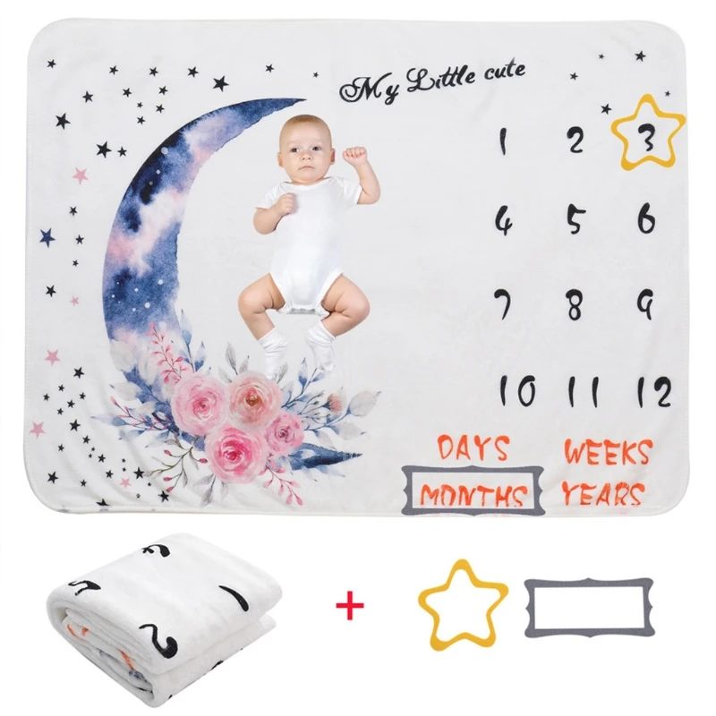 

1 Set Baby Monthly Record Growth Milestone Blanket Newborn Photography Props Accessories Creative Background Cloth